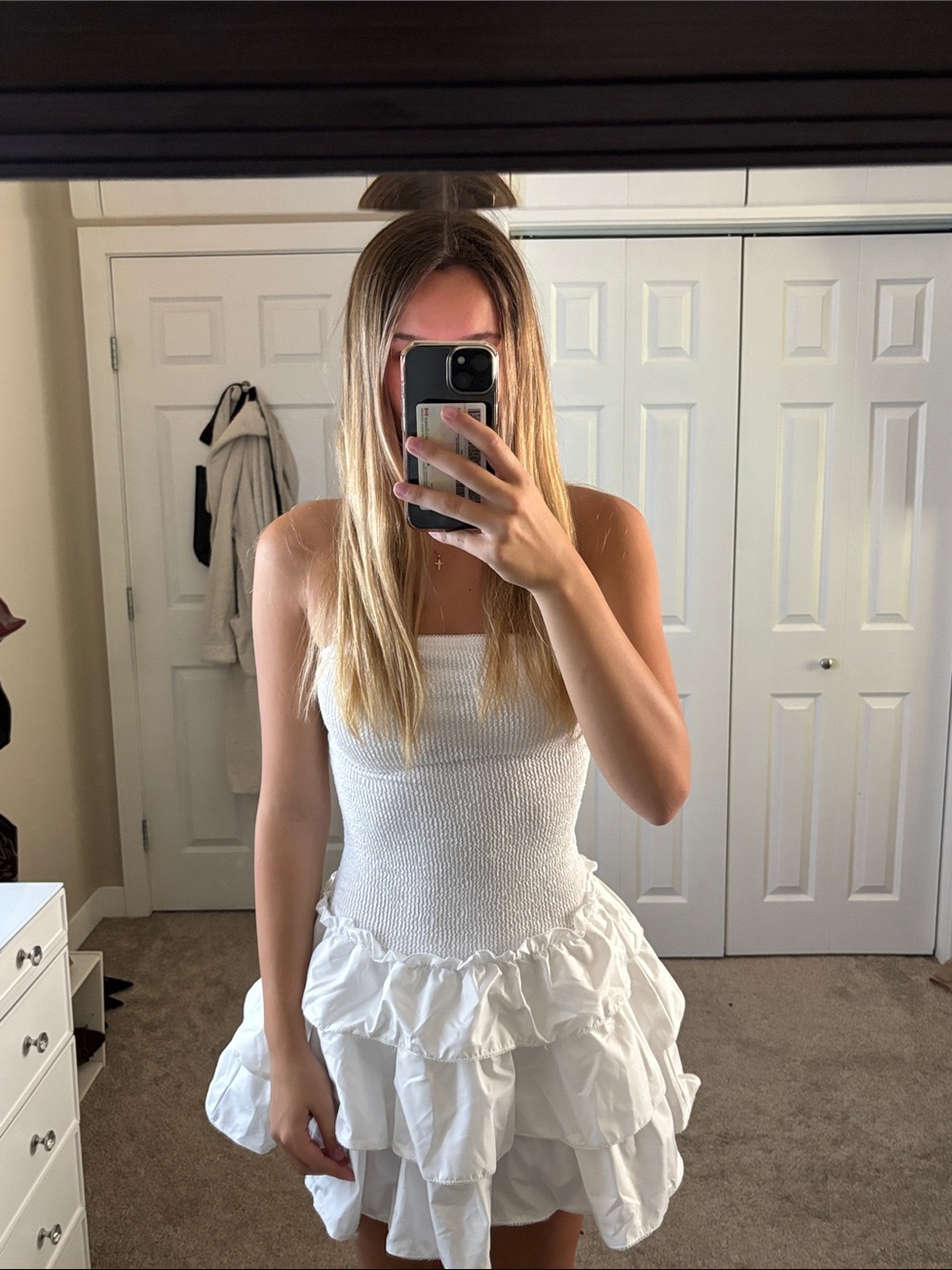 Commense White Ruffled Tier Mini Dress - Picture 2 of 2